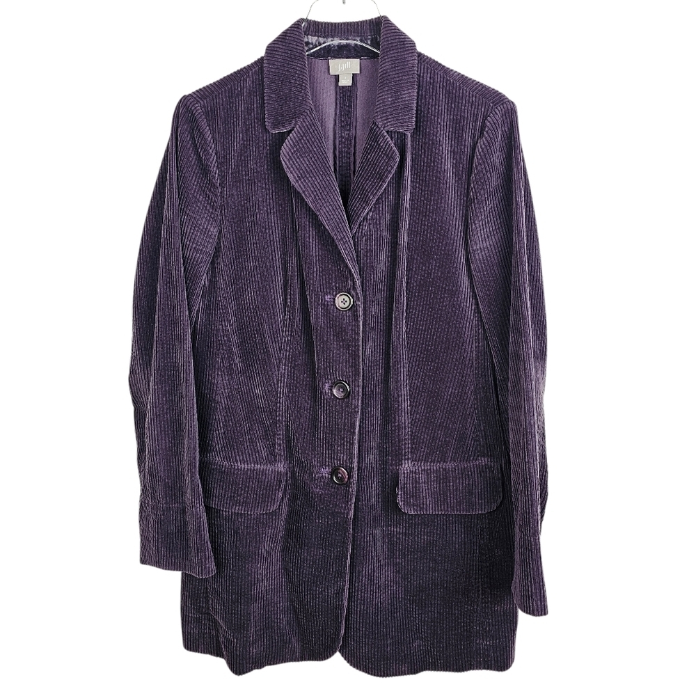 Vintage J. Jill Purple Plum Corduroy Longline Boyfriend Blazer Jacket
